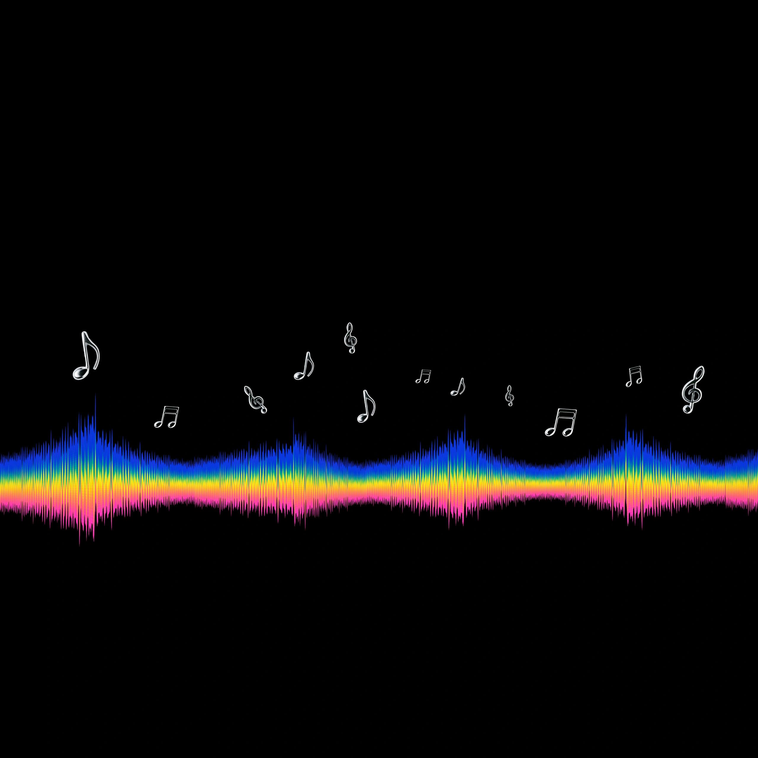 Black graphic tee mockup concept with abstract soundwave/equalizer artwork on dark background